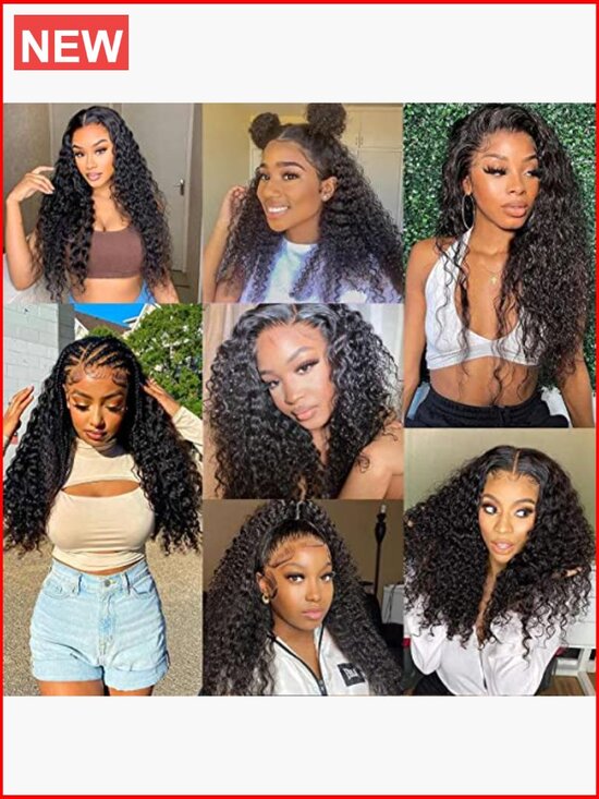 13x4 Lace Front Wig Human Hair Pre Plucked 180 Density Wet and Wavy Curly Lace main image 2